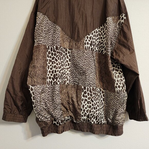 Vtg Windbreaker Maggie Barnes Animal Print Patches Women 1 X Athleisure Y2K - Picture 12 of 15